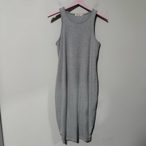 Marine Layer Tank Dress Medium Grey White Thin Micro Stripe Lexi Stretch Midi - Picture 4 of 7